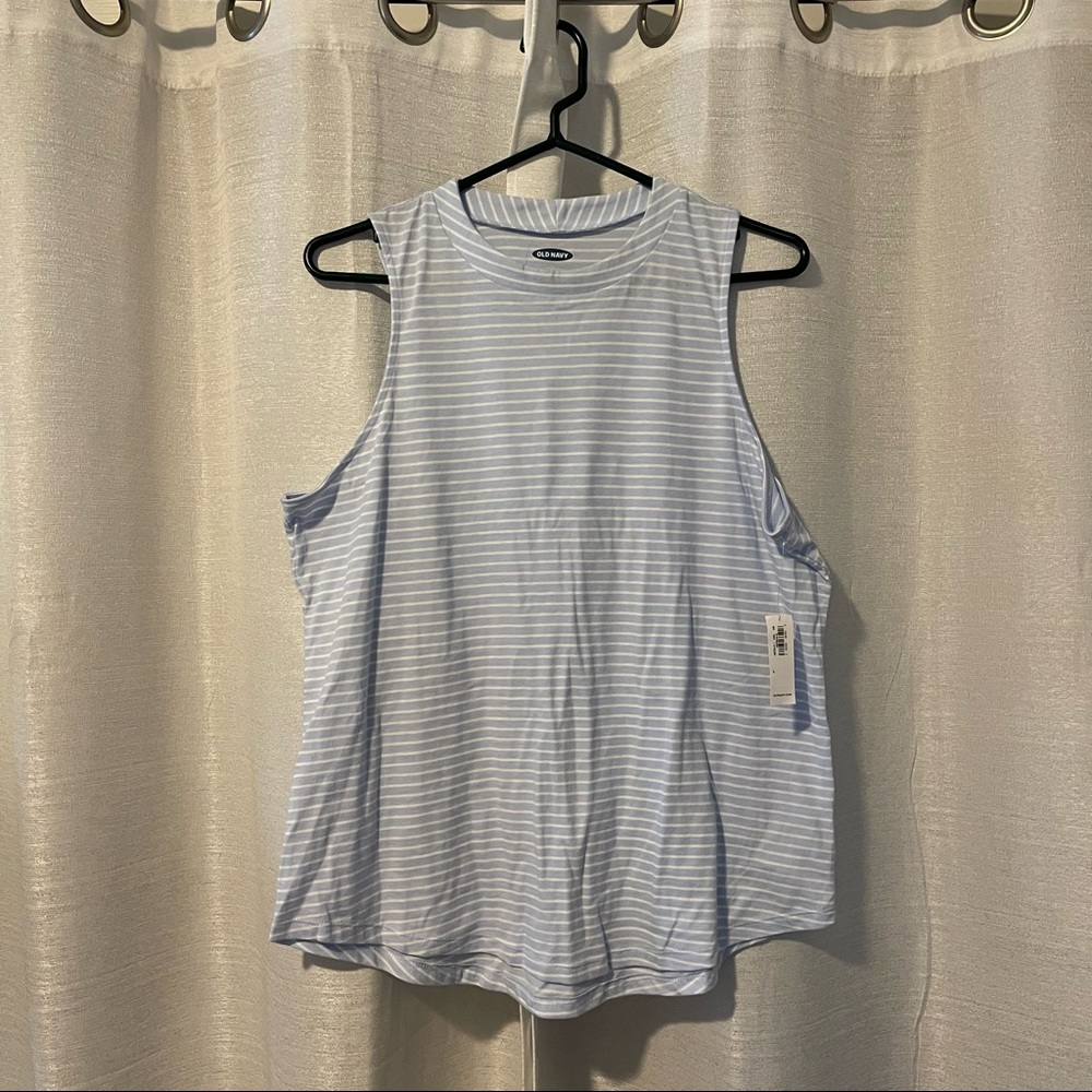 Old Navy blue and white striped tank top
